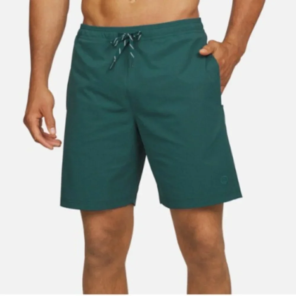 NEW Lands' End Mens S Green Swim Shorts With Adjustable Lined